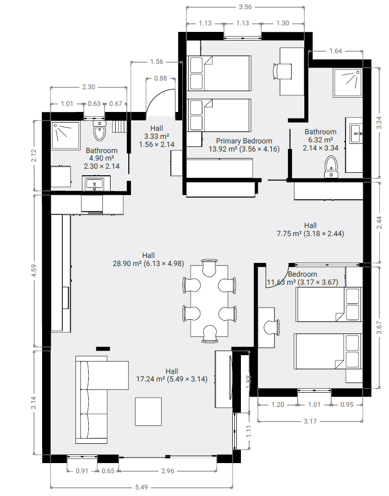 Půdorys apartmánu
